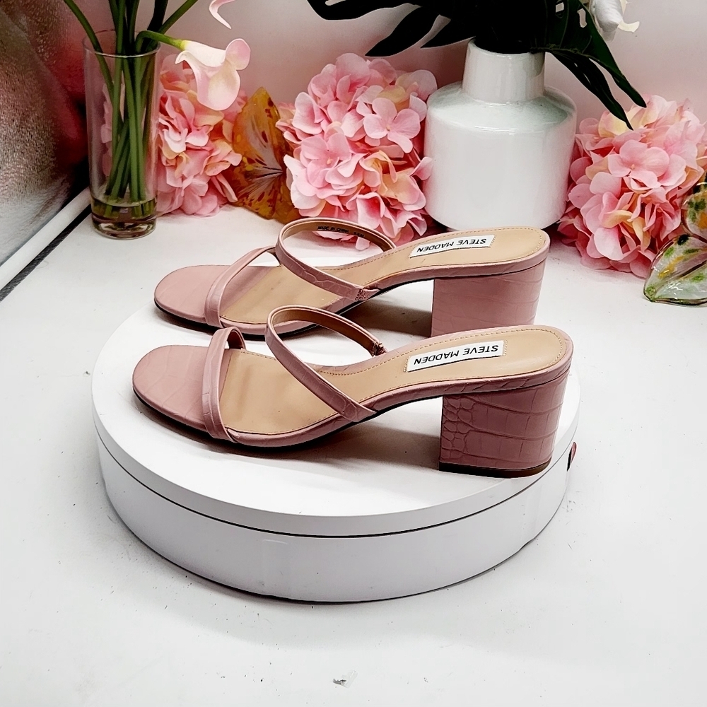 Steve Madden Issy Block Heel Slide Sandal Pink Sz 9.5M - Picture 4 of 16